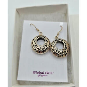 Global Girl Double Disk Etched Silver Earrings
